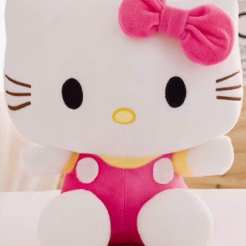 1- Hello Kitty Plush pink and white with Pink Bow and Accents